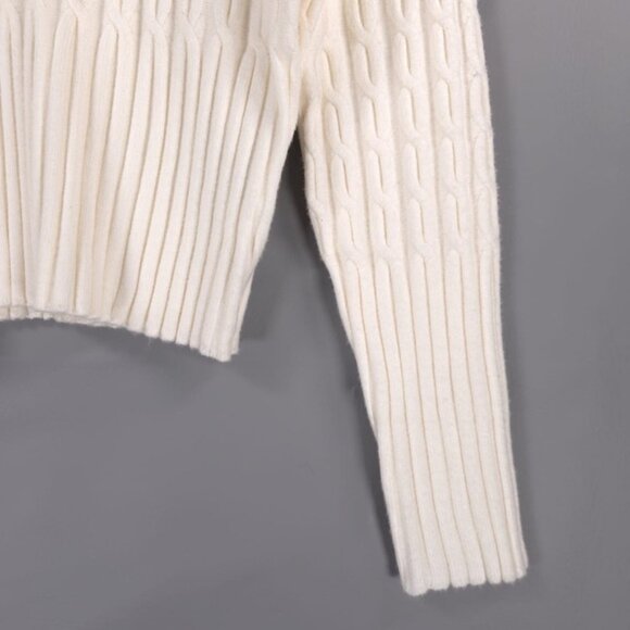 NWT JASON WU Cable Knit Rib Hem & Cuffs Pullover Sweater Ivory JW453000 LARGE - Picture 7 of 11